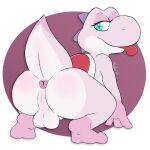 anus backsack balls bedroom_eyes big_butt butt celes_nyx crouching feral genitals gynomorph hi_res intersex kerilyn looking_at_viewer looking_back looking_back_at_viewer mario_bros narrowed_eyes nintendo pink_body puffy_anus raised_tail seductive shell solo tail tail_anus thick_tail tongue tongue_out trans_(lore) trans_woman_(lore) yoshi