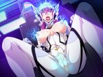  1girl ahegao blue_eyes blush bodysuit breasts breasts_out cable censored cockpit electricity empty_eyes gentle_sasaki large_breasts long_hair mind_control nipples official_art open_mouth pink_hair prism_reica purple_hair pussy rolling_eyes saliva sex_machine shindou_hatsune sitting solo soukou_senki_prism_reica spread_legs sweat tears tongue tongue_out torn_bodysuit torn_clothes white_bodysuit 