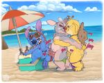2_horns 3_toes 4_fingers alien anal anal_penetration antennae_(anatomy) anthro anthro_on_anthro anthro_penetrated anthro_penetrating anthro_penetrating_anthro anus artist_logo artist_name balls beach belly bent_over blue_balls blue_body blue_claws blue_fur blue_markings blue_nose blue_penis blush blush_lines bodily_fluids border brown_claws butt claws clothed clothing cloud colored cooler curvy_figure detailed detailed_background digital_drawing_(artwork) digital_media_(artwork) disney english_text erection experiment_(lilo_and_stitch) eyewear eyewear_on_head fan_character feet finger_claws fingers foreskin french_kissing from_behind_position fur genital_fluids genitals glans glistening glistening_balls glistening_body glistening_butt glistening_eyes glistening_genitalia glistening_penis glistening_thighs green_clothing green_eyes green_sclera green_speedo green_swimwear grey_body grey_claws grey_fur grey_hair group group_sex hair half-closed_eyes hand_on_butt hand_on_chest hat head_tuft headgear headwear hi_res holding_another horn humanoid_genitalia humanoid_penis ice kissing lilo_and_stitch logo looking_back male male/male male_penetrated male_penetrating male_penetrating_male mammal markings motion_lines multi_arm multi_limb multicolored_body multicolored_fur narrowed_eyes neck_tuft notched_ear nude onomatopoeia open_mouth open_smile outside palm_tree parasol partially_retracted_foreskin penetration penile penis pink_body pink_markings plant puggy purple_clothing purple_glans purple_speedo purple_swimwear red_clothing red_nose red_penis red_speedo red_swimwear reuben_(lilo_and_stitch) sand sea seaside sex shaded sharp_teeth short_tail signature sky slightly_chubby slightly_chubby_anthro slightly_chubby_male smile smirk soda_bottle sound_effects speedo speedo_down speedo_only standing standing_sex stitch_(lilo_and_stitch) straw_hat sunglasses sunglasses_on_head swimwear tail teeth text thick_thighs threesome toes tongue tongue_out topless train_position tree trio tuft url vein water white_border wide_hips widescreen yellow_body yellow_fur yellow_markings yellow_penis