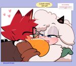 anthro blue_eyes blush blush_lines bovid breasts canid canine canis caprine clothing comic cuddling dialogue duo english_text eyewear female fingerless_gloves floating_hearts fur gadget_the_wolf glasses gloves handwear hi_res horn idw_publishing lanolin_the_sheep_(sonic) male mammal one_panel_comic quavernsfw red_body red_fur sega sheep sonic_the_hedgehog_(comics) sonic_the_hedgehog_(idw) sonic_the_hedgehog_(series) speech_bubble text white_sclera wolf wool_(fur) wool_hair yellow_eyes