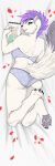 1:3 absurd_res anthro athletic athletic_anthro bed black_claws bra breasts claws clothing curvy_figure dakimakura dakimakura_design digital_media_(artwork) dipstick_tail domestic_cat drawing drawing_(action) drawing_(object) felid feline felis female female_anthro fur furniture green_eyes grey_pawpads hair happy hi_res hourglass_figure inner_ear_fluff lying mammal markings medium_breasts mohawk on_bed on_front panties pawpads paws petals purple_hair rose_petals silianor simple_background smile solo tail tail_markings tongue tongue_out tuft underwear white_body white_fur white_paws