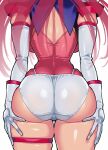  144_(riesztan) 1girl ass ass_focus ass_support back back_cutout backboob breasts choukou_(alicesoft) choukou_tenshi_escalayer clothing_cutout deep_skin elbow_gloves escalayer from_behind gloves grabbing_own_ass hands_on_own_ass head_out_of_frame kouenji_sayuka large_breasts leotard long_hair lower_body no_pants pink_hair pink_leotard red_hair red_leotard shiny_clothes shiny_skin simple_background skin_tight skindentation solo thick_thighs thigh_gap thigh_strap thighs white_background white_gloves 