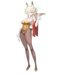  1girl absurdres alternate_costume alternate_hairstyle animal_ear_fluff animal_ears bare_arms bare_shoulders blonde_hair blue_archive blue_eyes blush breasts cleavage clenched_teeth dog_ears dog_girl eyes_visible_through_hair hair_over_one_eye high_heels highleg highleg_leotard highres holding holding_tray kanna_(blue_archive) large_breasts leotard long_hair nontraditional_playboy_bunny ponytail seoly_ouo sharp_teeth shoes sidelocks solo strapless strapless_leotard teeth tray wrist_cuffs yellow_leotard yellow_shoes 