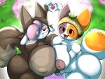 2025 4_fingers anthro areola asymmetrical_breast_frottage big_breasts big_butt black_eyes bovid breast_size_difference breast_squish breast_to_breast breasts breasts_frottage brown_clothing butt calico_cat calico_pattern caprine cheezborger_(chikn_nuggit) chikn_nuggit claws clothed clothing cofi_(chikn_nuggit) colored costume curly_hair day digital_drawing_(artwork) digital_media_(artwork) domestic_cat duo english_description eyebrows eyeshadow fangs felid feline felis female female/female fingers flower flower_bushes fluffy fluffy_tail fur furry_wearing_fursuit fursuit gesture grey_areola grey_body grey_fur grey_markings hair hair_over_eye hand_holding hat hat_only headgear headgear_only headwear headwear_only heart_gesture heart_symbol hi_res high-angle_view huge_breasts huge_butt light long_tail looking_at_viewer looking_up looking_up_at_viewer makeup mammal markings mostly_nude mottled multicolored_body multicolored_clothing ner0_kobold nipple_outline nipples open_mouth orange_body orange_fur orange_markings outside partially_clothed piebald pink_body pink_eyeshadow pink_fur pink_hair pink_nose pink_pupils pink_wool plant pupils shaded sheep shrub signature smile squish sunlight tail teeth thick_thighs tongue two_tone_body two_tone_clothing watermark white_body white_fur wide_hips wolf_costume wool_(fur) wool_hair