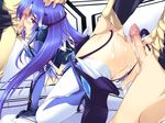  blue_hair blush censored iizuki_tasuku kos-mos red_eyes xenosaga 