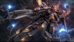  aiming battle beam_cannon beam_rifle cable duel energy_gun funnels_(gundam) glowing glowing_eyes gundam gundam_battle_operation_2 gundam_side_story:_missing_link machinery mecha mecha_focus mobile_suit motion_lines nebula neo_zeon no_humans official_art painting_(medium) promotional_art realistic red_eyes robot scan science_fiction scope space star_(sky) sunrise_(company) tenjin_hidetaka thrusters todesritter traditional_media vernier_thrusters weapon zero_gravity 