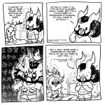1:1 2025 2_horns 4_panel_comic 6_horns arm_support beard bed black_beard black_eyes black_facial_hair black_hair bodily_fluids bottomwear bra breasts burnt cleavage clothed clothed_female clothed_humanoid clothed_male clothing comic demon demon_humanoid demon_prince_babbus demonic dialogue digital_media_(artwork) dot_eyes dresser duo english_description english_text eye_contact facial_hair female female_humanoid finger_twiddling fire fully_clothed fully_clothed_humanoid fully_clothed_male furniture gael_(gaelfox) gaelfox generation_1_pokemon gengar greyscale hair hair_bun hi_res horn horned_humanoid humanoid husband_and_wife leaning_on_elbow looking_at_another lying lying_on_bed make_a_terrible_comic_day male male_humanoid married_couple monochrome multi_horn nervous nervous_smile nervous_sweat nickname nintendo noseless on_bed on_front open_mouth open_smile picture_frame pockets pokemon pokemon_(species) shirt shorts simple_eyes smile smiling_at_another smiling_at_partner spade_tail standing sweat t-shirt tail tailed_humanoid text topwear underwear white_eyes