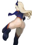  1girl ass blonde_hair bodysuit boku_no_hero_academia female from_behind horns long_hair mount_lady solo 