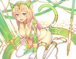  animal_ears ankle_cuffs arm_support bdsm blonde_hair blush boots breasts cat_ears cat_tail chain cleavage collar detached_sleeves fake_animal_ears fake_tail from_above gloves green_eyes green_hairband hairband kibanda_gohan large_breasts long_hair looking_at_viewer looking_up one_side_up open_mouth original simple_background sitting smile solo tail thigh_boots thighhighs wariza white_gloves white_legwear 
