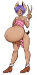  animal_humanoid balls bat bat_humanoid belly blush dark_skin dickgirl erection hair humanoid intersex mammal navel penis pregnant purple_hair riddleaugust 