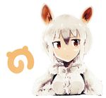  animal_ears bow bowtie commentary_request gradient_hair hair_between_eyes japari_symbol kemono_friends long_sleeves multicolored_hair shigatsu_shizuki short_hair solo southern_tamandua_(kemono_friends) tamandua_ears two-tone_hair white_hair 