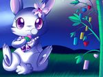  cherry_blossom chest_tuft cute eating female feral fur jewelpet lagomorph long_ears mammal mrsorange night plant rabbit ruby_(jewelpet) sanrio sitting solo star tanabata tuft white_fur 