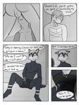  anthro balls bulge chespin clothing comic dialogue english_text fellatio fuze getting_hard grey_background litten male male/male nintendo oral penis pok&eacute;mon rubbing sex shorts simple_background sitting spread_legs spreading text totodile video_games voyeur 