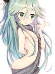  1girl exposed_shoulders kantai_collection personification solo sweater virgin_killer_sweater yamakaze_(kantai_collection) 
