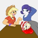  applejack_(eg) blood blue_eyes blush clothing equesrtria_girls equestria_girls female flim_(eg) friendship_is_magic green_eyes group hair human jolliapplegirl mammal my_little_pony nosebleed rarity_(eg) story story_in_description 