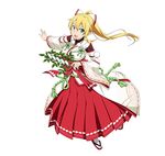  :d blonde_hair bow floating_hair full_body green_eyes hair_bow hakama holding japanese_clothes kimono leafa long_hair looking_at_viewer nontraditional_miko official_art open_mouth pointy_ears ponytail red_hakama simple_background smile socks solo standing sword_art_online sword_art_online:_code_register tabi tamagushi white_background white_bow white_kimono white_legwear zouri 