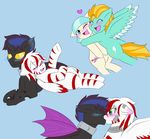  blush bugbreath changeling coco_pommel_(mlp) earth_pony equine fallout fallout_equestria fan_character feral friendship_is_magic horn horse hug jolliapplegirl kissing lightening_dust mammal my_little_pony pegasus peppermint_swirl pony video_games wings 