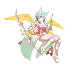  ;) animal_ears arrow blue_eyes blue_hair bow bow_(weapon) breasts cat_ears cat_tail choker cleavage flower full_body hair_bow hair_flower hair_ornament hair_ribbon holding holding_arrow holding_weapon looking_at_viewer medium_breasts midriff navel official_art one_eye_closed pink_legwear red_ribbon ribbon ribbon_choker short_hair_with_long_locks short_shorts shorts sidelocks simple_background sinon sinon_(sao-alo) smile solo stomach sword_art_online sword_art_online:_code_register tail thighhighs transparent transparent_wings weapon white_background white_shorts wings yellow_flower 