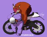  anthro armor big_breasts breasts clothed clothing female ficus helmet huge_breasts mammal motorcycle open_mouth overweight rodent solo squirrel standing vehicle 