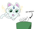  :3 alpha_channel anthro baby_(star_vs._the_forces_of_evil) cat english_text eyelashes feline female forehead_gem fur green_eyes mammal paper poptepipic reaction_image solo star_vs._the_forces_of_evil terrible_the_drawfag text trash_can white_fur wings 