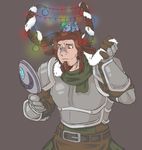  antlers armor christmas_lights clothed clothing dannyg deer_humanoid facial_hair goatee hair horn male mirror smile solo standing 