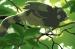  akitamonster ambiguous_gender day detailed_background feathered_wings feathers feral outside red_eyes solo tree unknown_species wings 