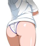  absurdres akizuki_ritsuko ass ass_focus close-up competition_swimsuit crossed_arms from_behind highres idolmaster idolmaster_(classic) jabara_tornado jacket lower_body one-piece_swimsuit shiny shiny_clothes shiny_skin simple_background solo standing swimsuit thighs white_background white_swimsuit 
