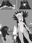  avian awenita bird breasts cervine comic corvid crow deer ear_piercing feline female feral mammal nipples nude piercing pussy skyler-ragnarok story story_in_description transformation tribal 