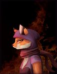  alopex anthro canine clothed clothing female fire fox frown hood kabolki looking_at_viewer mammal ninja scarf slit_pupils solo teenage_mutant_ninja_turtles yellow_eyes 