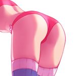  alternate_costume animal_print ass ass_focus bent_over bunny_print close-up crop_top d.va_(overwatch) from_behind legs_together navel overwatch panties pink_panties simple_background solo striped striped_legwear temproar thighhighs thighs underwear underwear_only white_background 