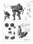  concept_art gun handgun highres holding holding_weapon lineart machete machine machinery mecha mechanical_arm metal_gear_(series) metal_gear_solid_v multiple_views no_humans official_art robot scan turnaround weapon 