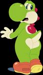  2017 ambiguous_gender anthro big_butt butt clothing crazedg embarrassed footwear gloves hi_res invalid_tag looking_back mario_bros mostly_nude nintendo open_mouth shoes shy simple_background slightly_chubby thick_thighs video_games yoshi 