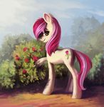  cutie_mark dearmary earth_pony equine female feral flower friendship_is_magic green_eyes hair hooves horse mammal multicolored_hair multicolored_tail my_little_pony plant pony rose_(mlp) smile solo 