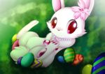 cherry cherry_blossom cute easter egg female feral food fruit fur grass hare holidays jewelpet jewelry lagomorph long_ears looking_at_viewer mammal mrsorange necklace plant red_eyes ruby_(jewelpet) sanrio smile solo white_fur 