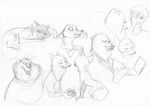  2017 anthro bear benjamin_clawhauser black_and_white canine cheetah clothed clothing computer controller disney fan_character feline fox game_controller group human laptop male mammal monochrome monoflax mustelid nick_wilde polar_bear simple_background sketch sketch_page sleeping traditional_media_(artwork) weasel white_background wolf zootopia 