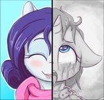 2017 alcor90 blue_eyes blush collar equine eyeshadow female feral friendship_is_magic hair hi_res horn makeup mammal my_little_pony rarity_(mlp) scarf smile solo sweat tongue tongue_out unicorn 