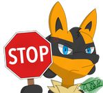  2017 absurd_res alpha_channel angry anthro aurapup blue_eyes canine eyewear fur glasses hi_res holding_object jackal lucario mammal nintendo orange_fur pok&eacute;mon rali reaction_image signature simple_background solo stop_sign transparent_background video_games 