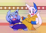  anthro aquabunny artist_signature beauty_mark carmela dance_floor dancing duo hairband lipstick makeup nidorina nintendo pok&eacute;mon video_games zangoose 