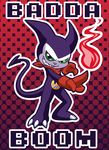  claws clothing digimon english_text fire impmon male mostly_nude neckerchief scalie smile tagme text vibrantechoes 