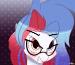  2019 ambiguous_gender animated earth_pony equine eyewear fan_character glasses heterochromia hi_res horse looking_at_viewer mammal my_little_pony n0nnny open_mouth pattern_background pony simple_background solo tongue tongue_out 