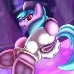  2017 anus atmosseven azure_velour_(mlp) butt clitoris clothed clothing earth_pony equine female feral friendship_is_magic hat hi_res horse inside looking_at_viewer looking_back mammal my_little_pony pants pony presenting presenting_pussy purple_eyes pussy solo torn_clothing 