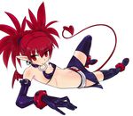  1girl bare_shoulders black_gloves black_legwear boots bracelet buckle collar demon_girl demon_tail demon_wings disgaea elbow_gloves etna jewelry knee_boots makai_senki_disgaea makai_senki_disgaea_2 red_eyes red_hair solo stomach tail thighhighs twintails wings 
