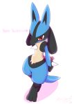  ambiguous_gender anthro blue_fur canid canine fur holidays looking_at_viewer lucario mammal netiel nintendo pok&eacute;mon pok&eacute;mon_(species) red_eyes simple_background smile solo standing valentine&#039;s_day video_games white_background 