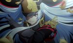  1girl gloves gunpuku_no_himegimi hat long_hair looking_at_viewer open_mouth re:creators red_eyes smile solo twintails uniform white_hair 