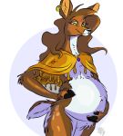  angart_(artist) cervid cloak clothing ear_piercing ear_ring female green_eyes hooves invalid_tag jewelry looking_down mammal meadow_(angart) piercing pregnant solo 