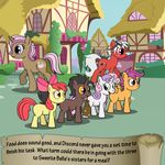  apple_bloom_(mlp) bitterplaguerat blue_eyes dialogue earth_pony english_text equine fan_character feral friendship_is_magic green_eyes horn horse loki_(bitterplaguerat) mammal my_little_pony pegasus pony pouch purple_eyes scootaloo_(mlp) sweetie_belle_(mlp) text unicorn wings yellow_eyes 