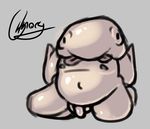  2017 belly big_belly blobfish gilnorg kneeling looking_at_viewer male navel nipples penis signature slightly_chubby solo 