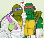  &lt;3 anthro athletic bandage biceps blouse blush brothers crylin dildo donatello_(tmnt) eyewear glasses green_skin incest lying male male/male mask muscular ninja open_mouth penetration raphael_(tmnt) reptile scalie sex_toy shell sibling smile teenage_mutant_ninja_turtles turtle 