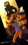  anthro athosvds big_breasts breasts butt clothing desmond female foxcoon green_eyes hybrid invalid_tag large_hips mammal mustelid panties underwear wolverine zaylin 