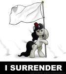 ambiguous_gender clothing equid equine feral fez flag flag_waving hat headgear headwear hi_res horn horse mammal mythological_creature mythological_equine mythology pony smoke smudge_proof smudge_proof_(character) solo text unicorn white_flag